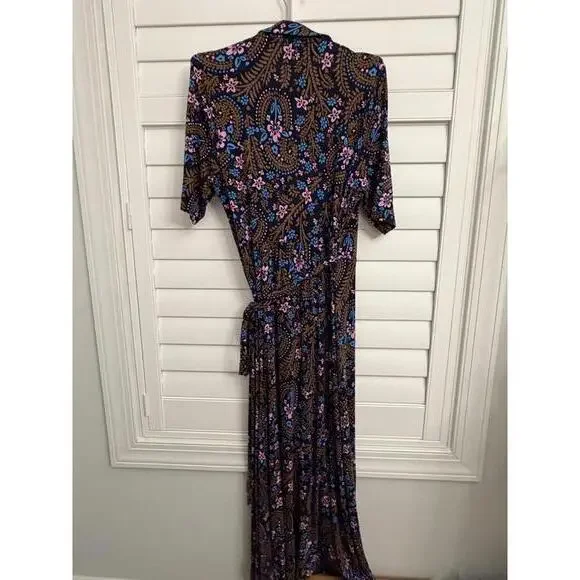 Boden floral paisley jersey wrap midi dress size 10Long - Picture 3 of 6